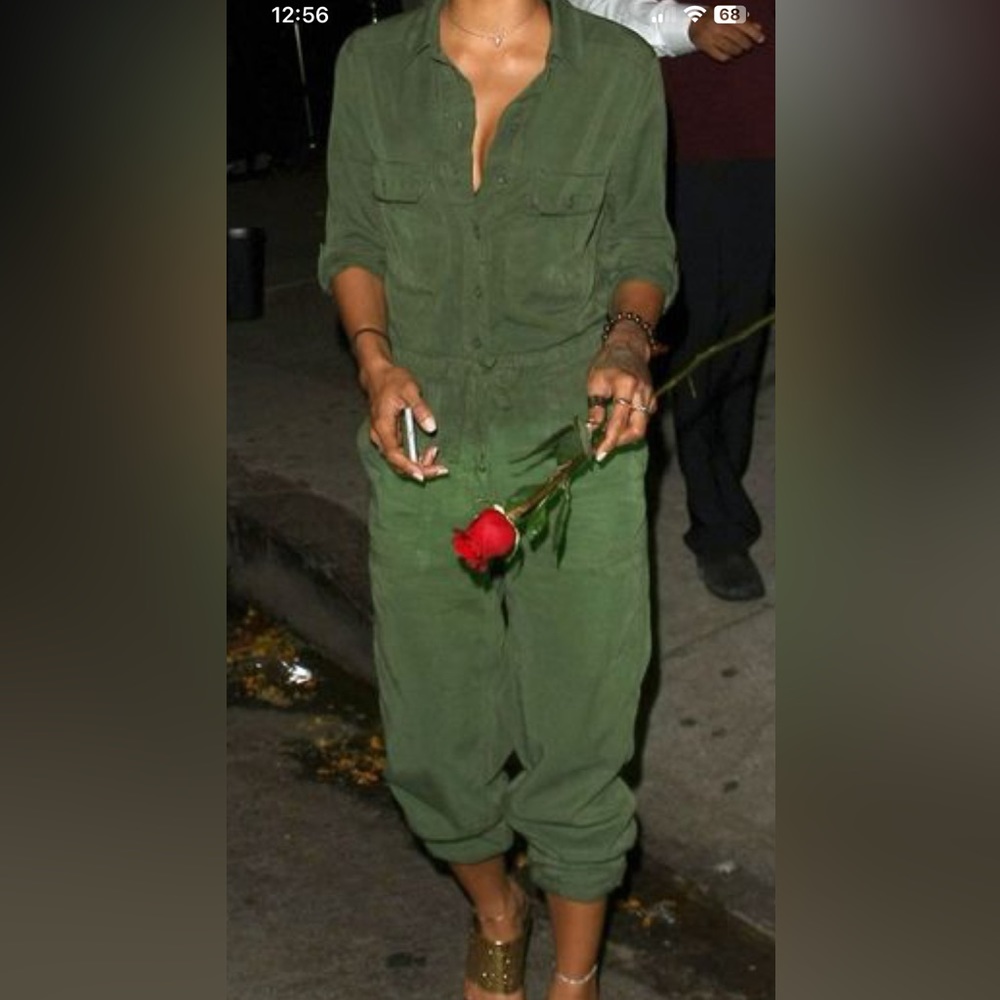 Topshop Army Green Jumpsuit Womens 4